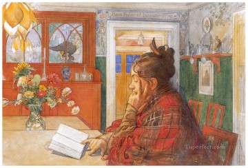 Carl Larsson Painting - karin reading 1904 Carl Larsson